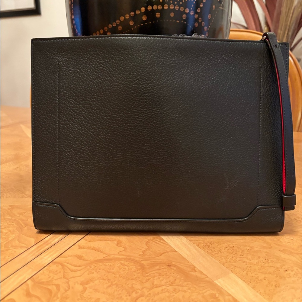 EUC Christian Louboutin Large Black Clutch with black spikes - Picture 3 of 6